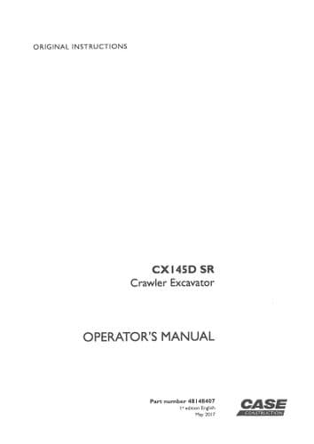 Case Crawler Excavator CX45D SR Operators Manual