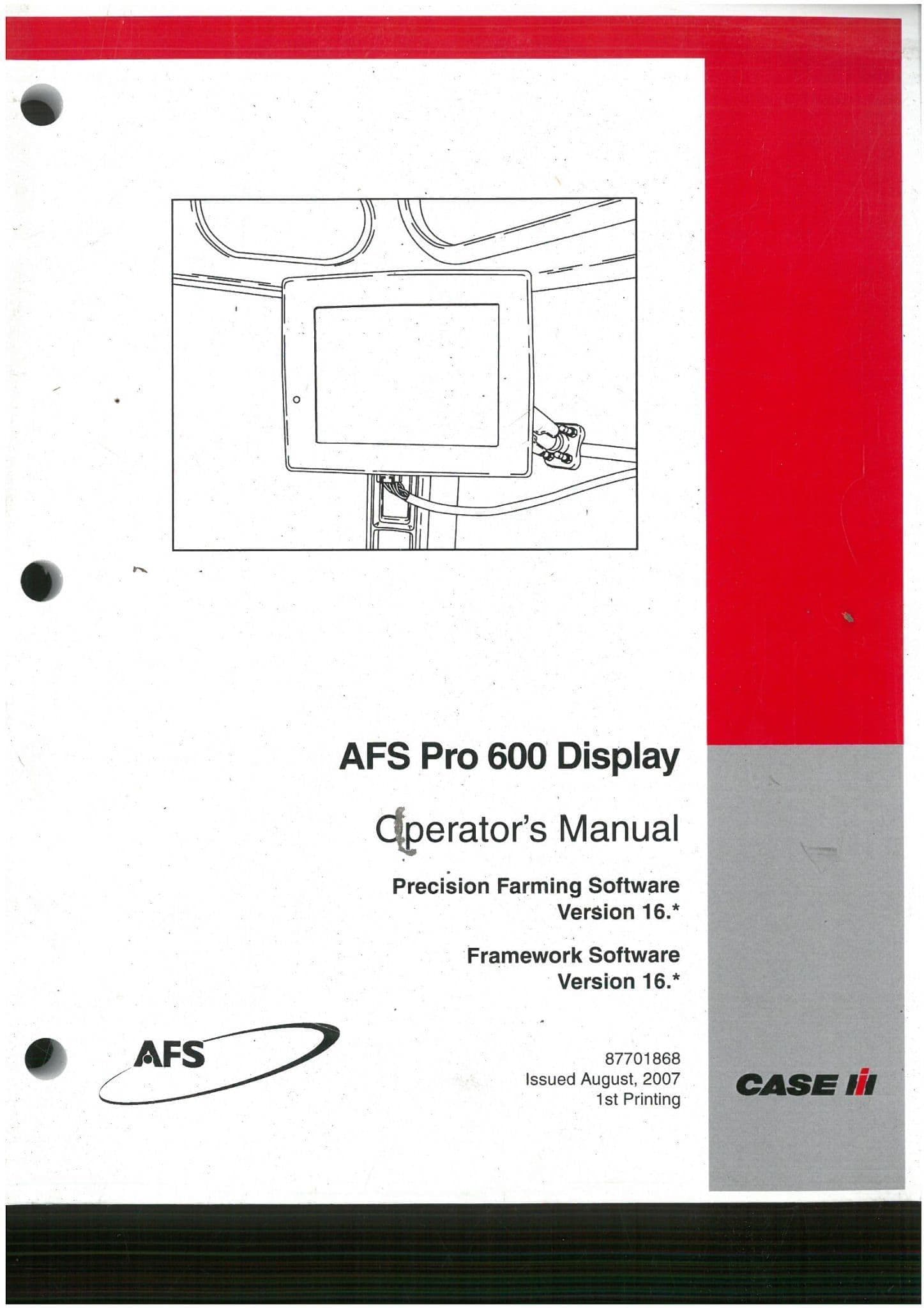 Case IH AFS Pro 600 Display Software Version 16 Operators Manual