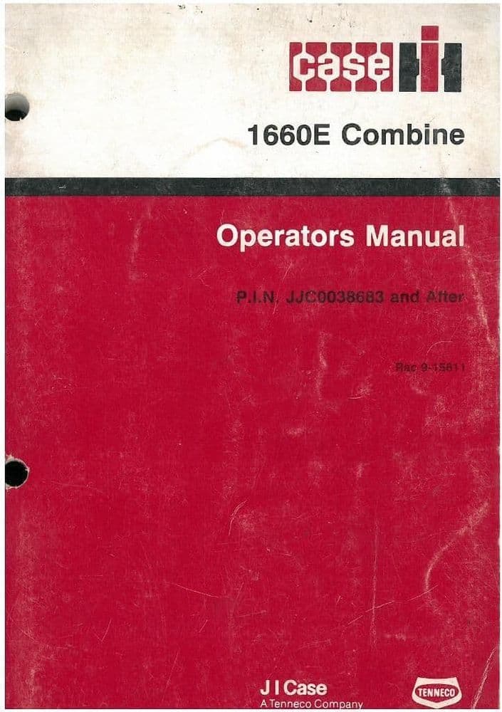 Case IH Combine 1660E Operators Manual - 1660 E