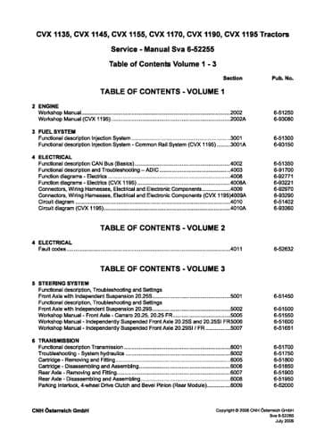 Case IH Tractor CVX1135 CVX1145 CVX1155 CVX1170 CVX1190 CVX1195 Workshop Service Repair Manual