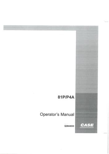 Case Poclain Hydraulic Excavator 81P P4A Series Operators Manual