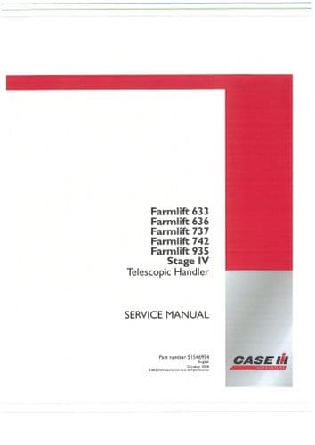 Case Telescopic Handler Farmlift 633 636 737 742 935 Stage IV Workshop Service Manual PDF ONLY