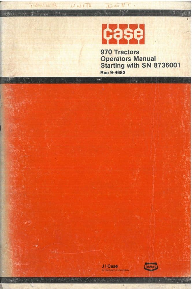 Case Tractor 970 Operators Manual