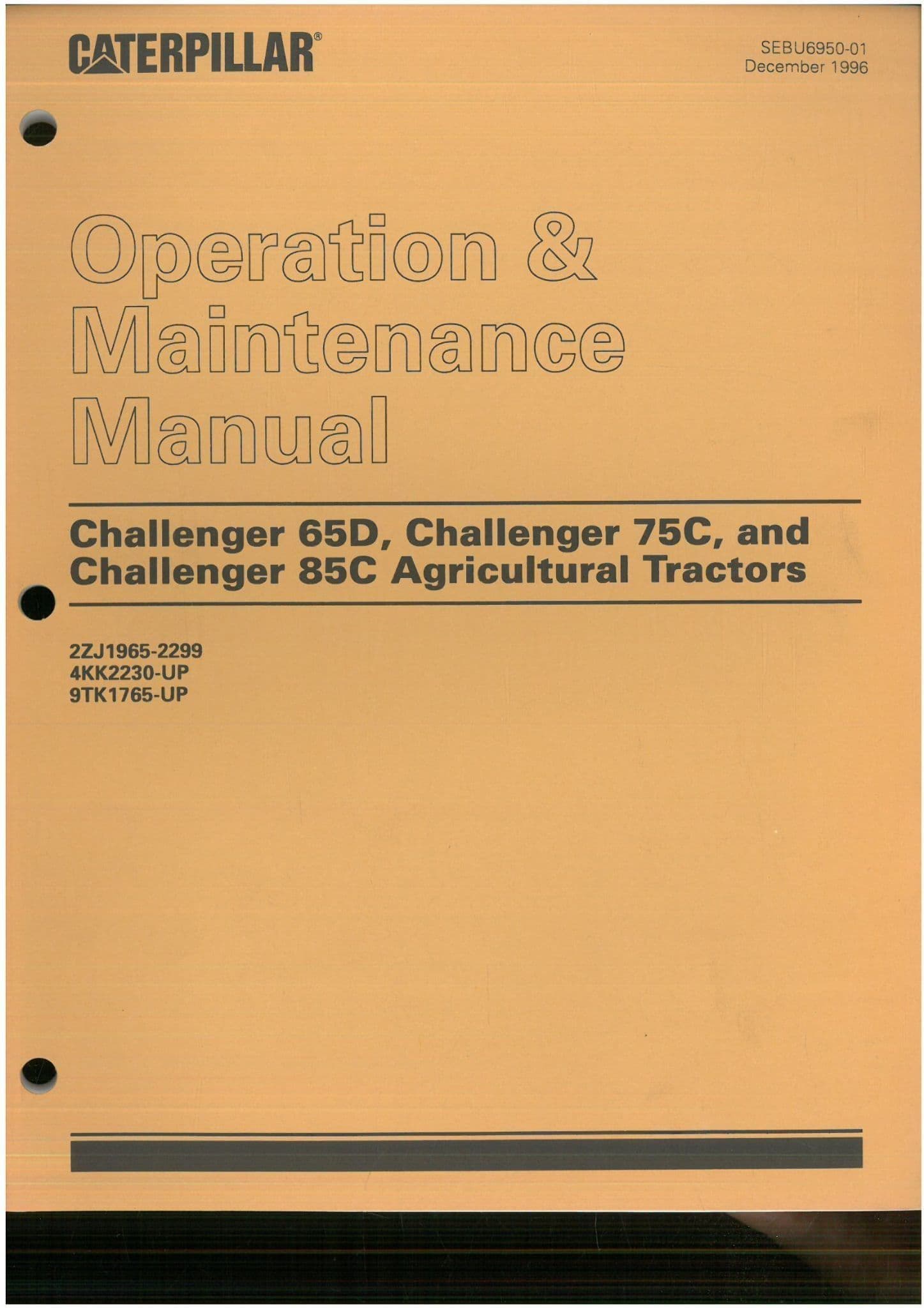 CAT Caterpillar Agricultural Tractor Challenger 65D 75C 85C Operators Manual
