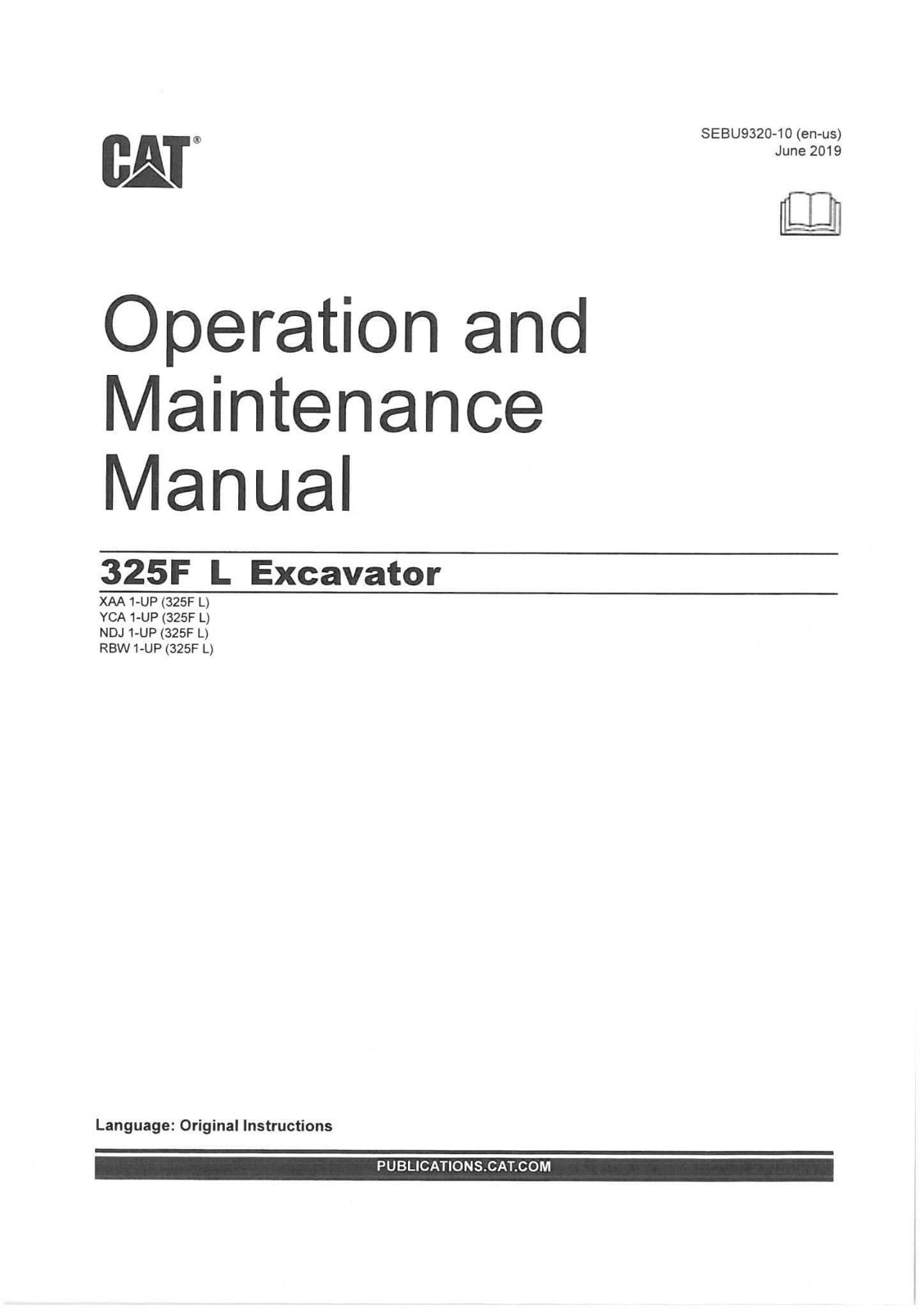 Caterpillar Excavator 325F Operators Manual