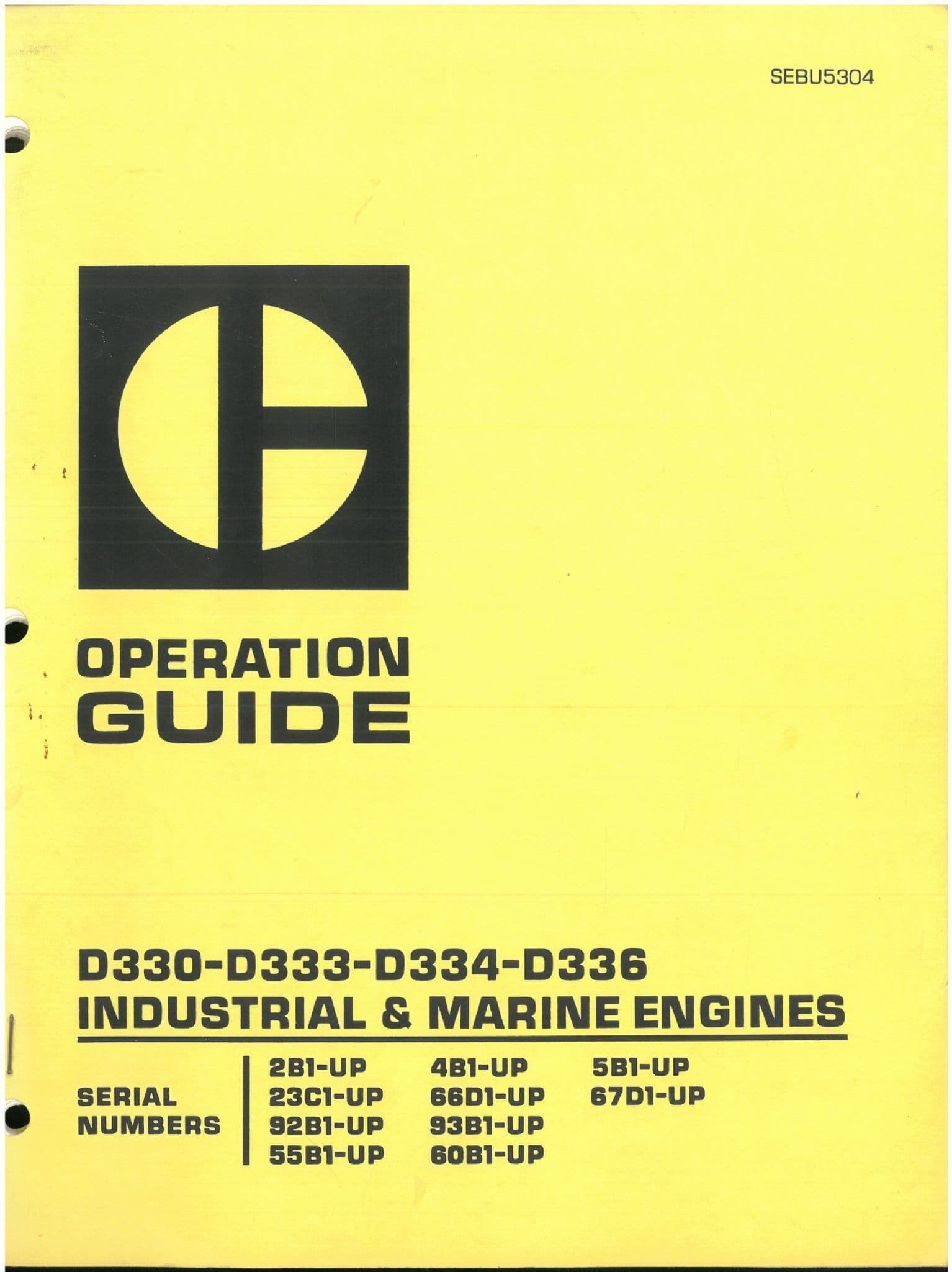Caterpillar Industrial & Marine Engine D330 D333 D334 D336 Operators Manual