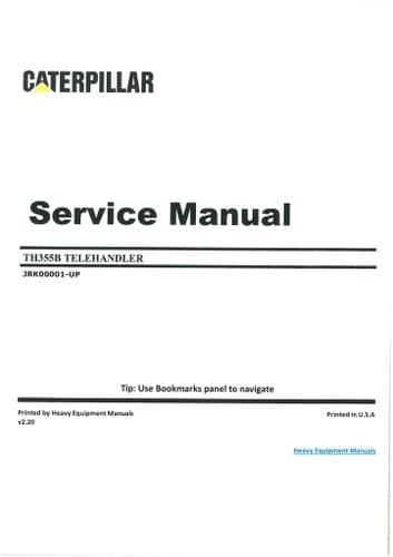 Caterpillar Telehandler TH335B Workshop Service Manual