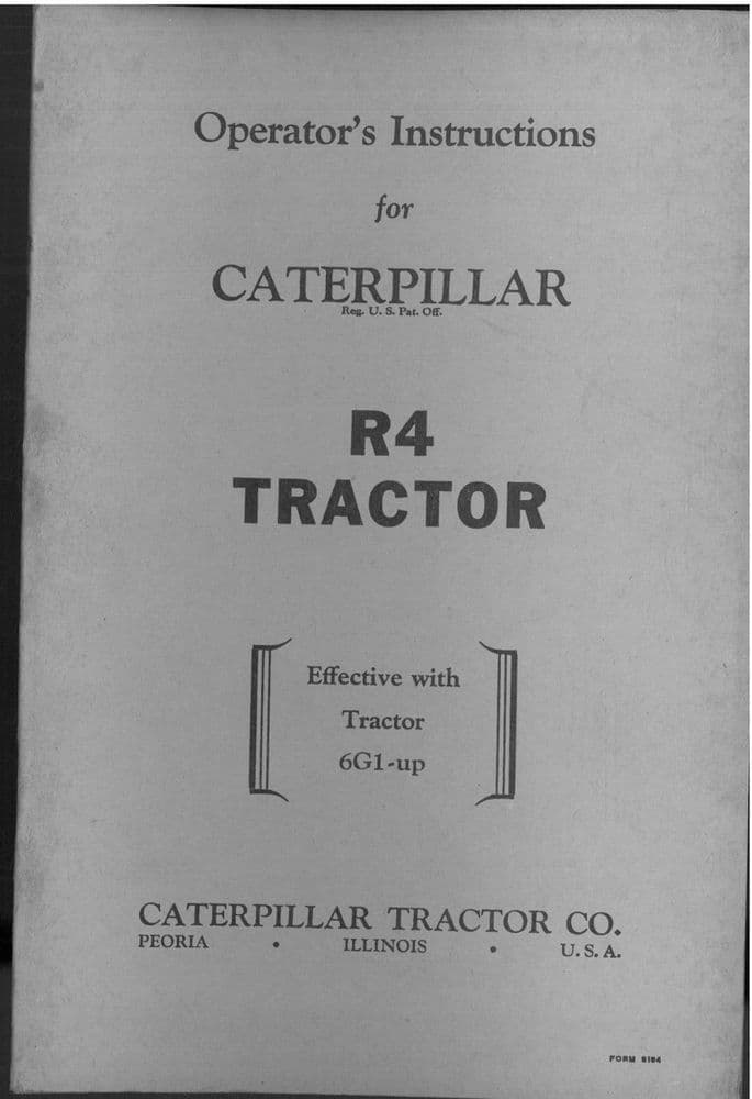 Caterpillar Tractor R4 Operators Manual