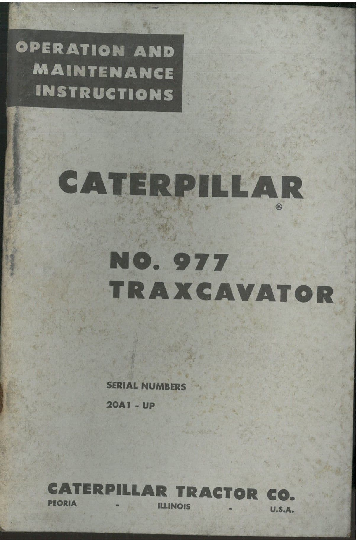 Caterpillar Traxcavator No 977 Operators Manual