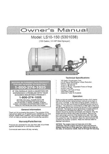 Cimarron Skid Sprayer 150 Gallon LS10-150 Operators Manual