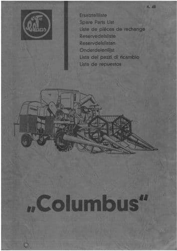 Claas Combine Columbus Parts Manual