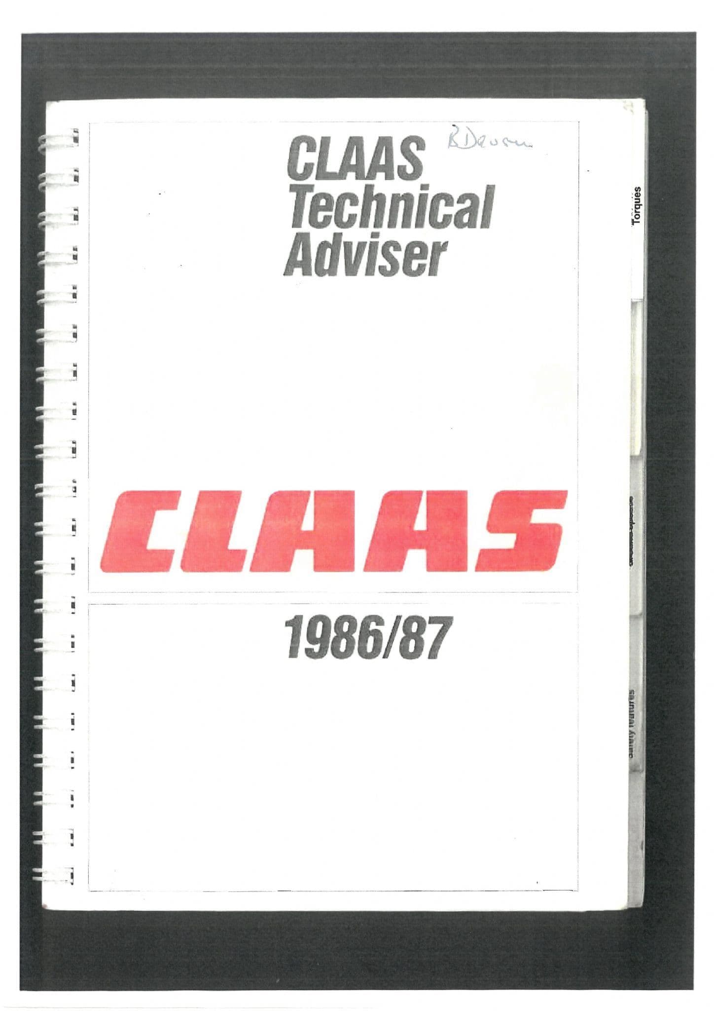 Claas Forager and Combine Technical Adviser Manual - 198687 - Commander, Dominator, Jaguar