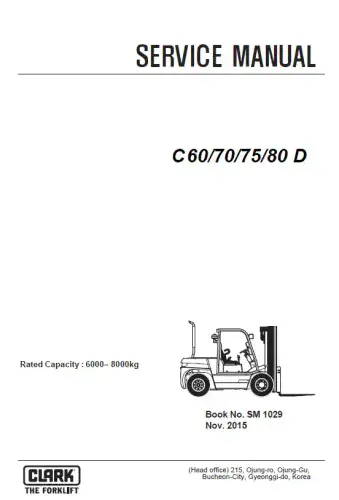 Clark Forklift C60/70/75/80 D Workshop Service Manual
