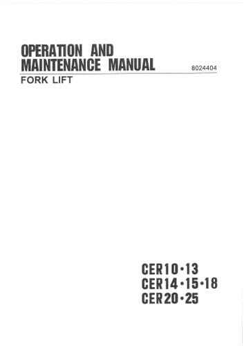 Clark Forklift CER10 CER13 CER14 CER15 CER18 CER20 CER25 Operators Manual