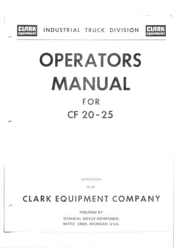Clark Forklift CF20 CF25 Operators Manual