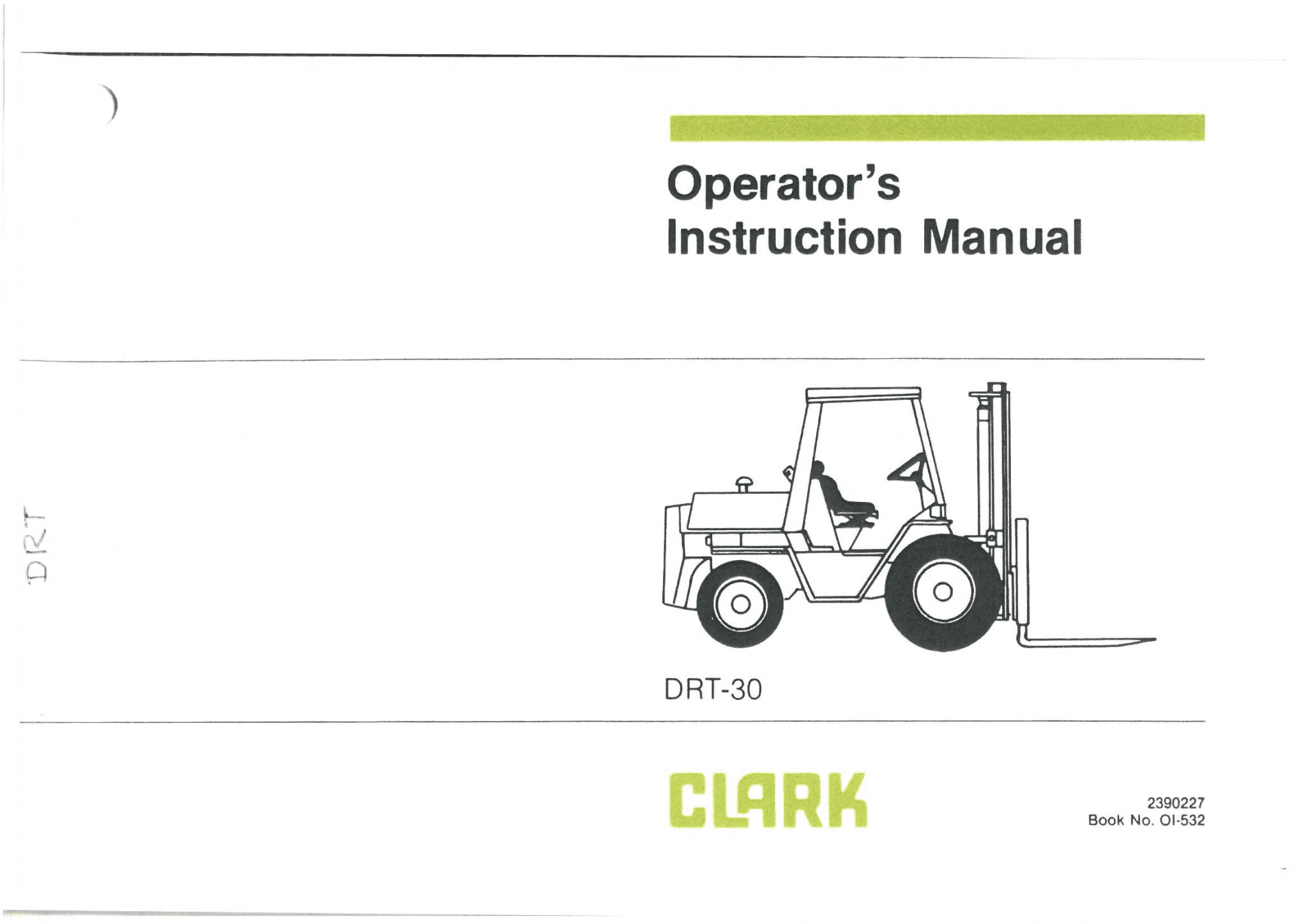 Clark Forklift DRT30 Operators Manual