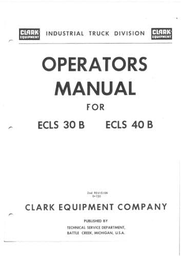 Clark Forklift ECLS30B & ECLS40B Operators Manual