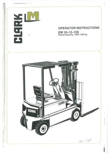 Clark Forklift EM10 EM12 EM15S Operators Manual