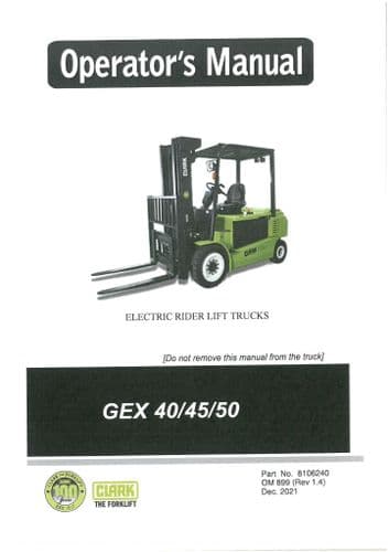 Clark Forklift GEX 40 45 50 Operators Manual