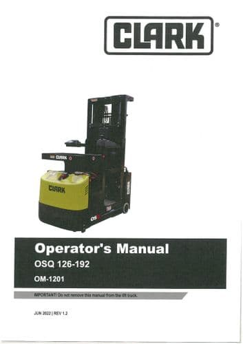 Clark Forklift OSQ126 OSQ162 OSQ192 Operators Manual