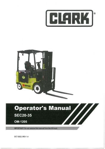 Clark Forklift SEC20 SEC35 Operators Manual