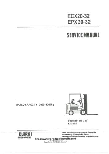 Clark Forklift Trucks ECX EPX Workshop Service Manual