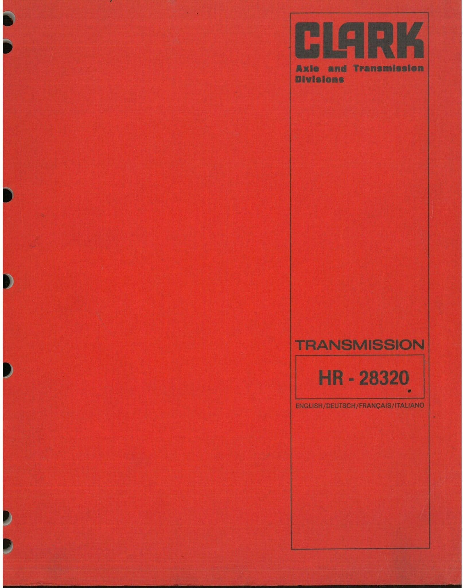 Clark HR -28320 Transmission Workshop Manual 28320