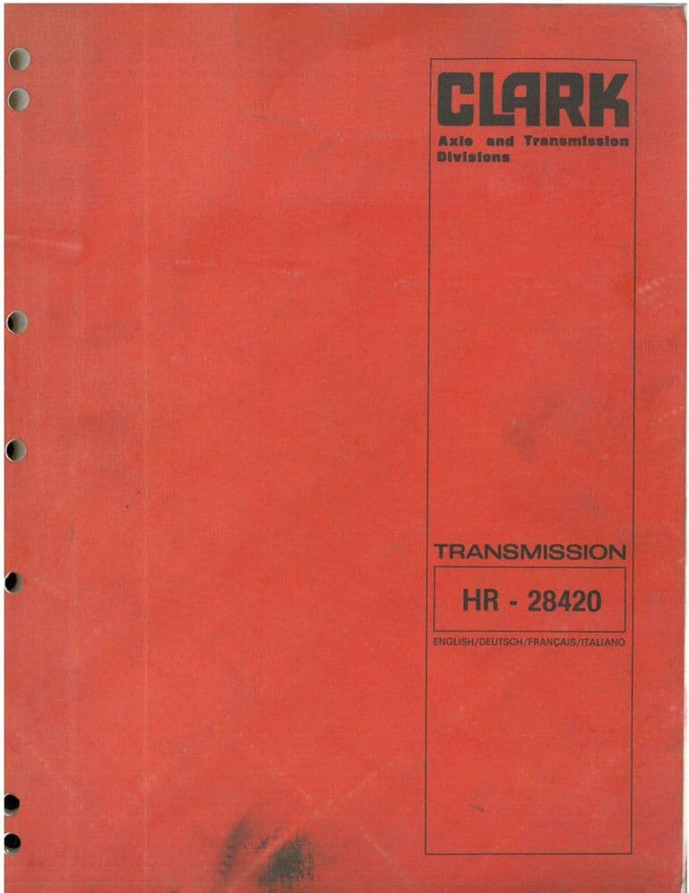 Clark Transmission HR28420 Service Manual HR28420