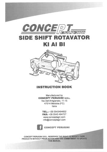 Concept Perugini Side SHift Rotavator KI AI BI Operators Manual