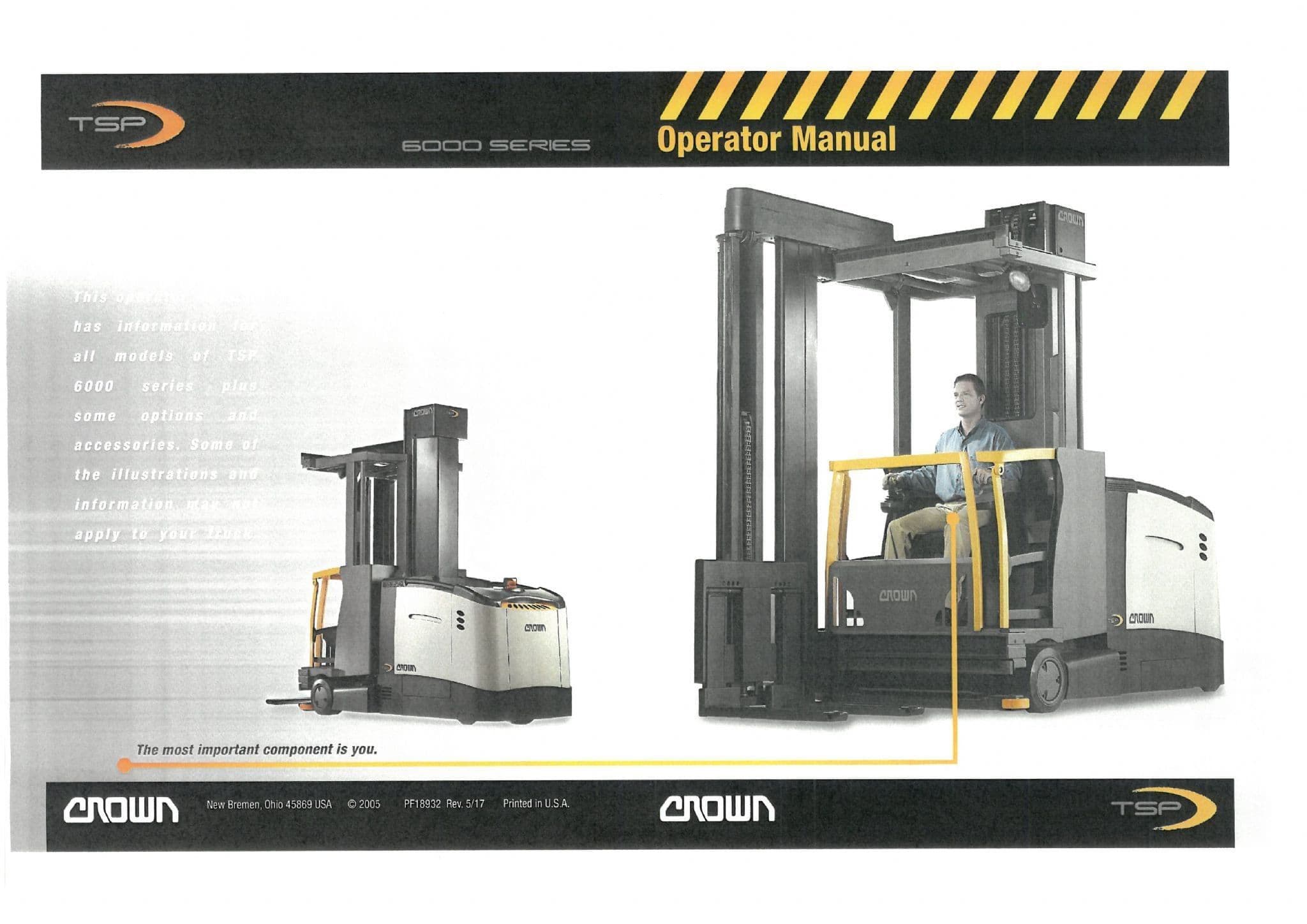 Crown Narrow Aisle Reach Truck Series TSP6000 Operators Manual