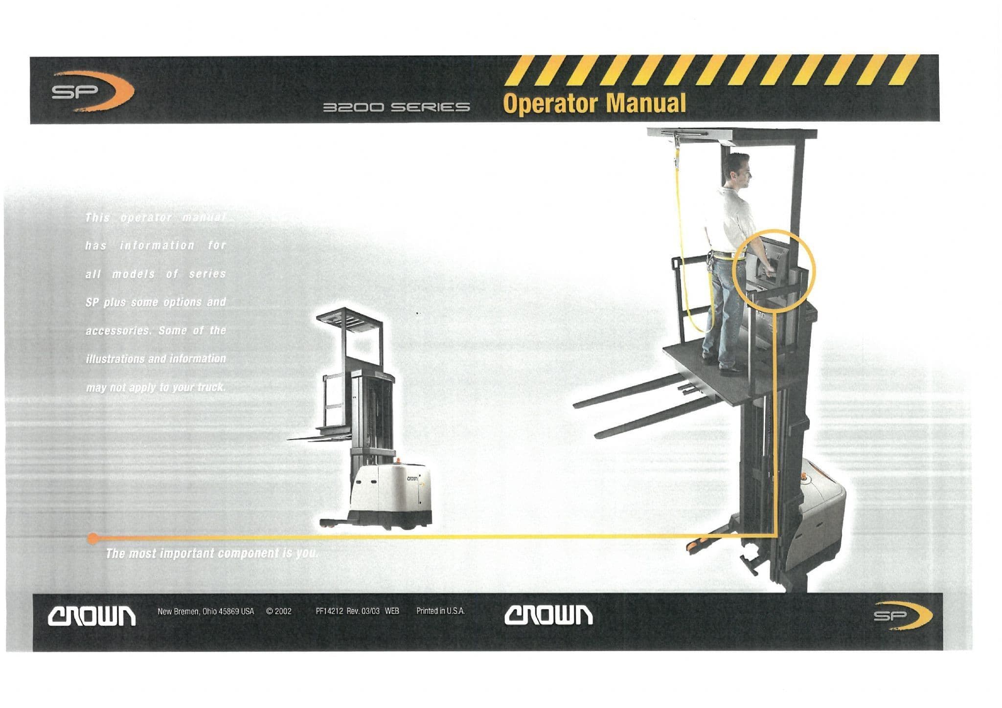 Crown Stock Picker Lift Truck Series SP 3200 Operators Manual