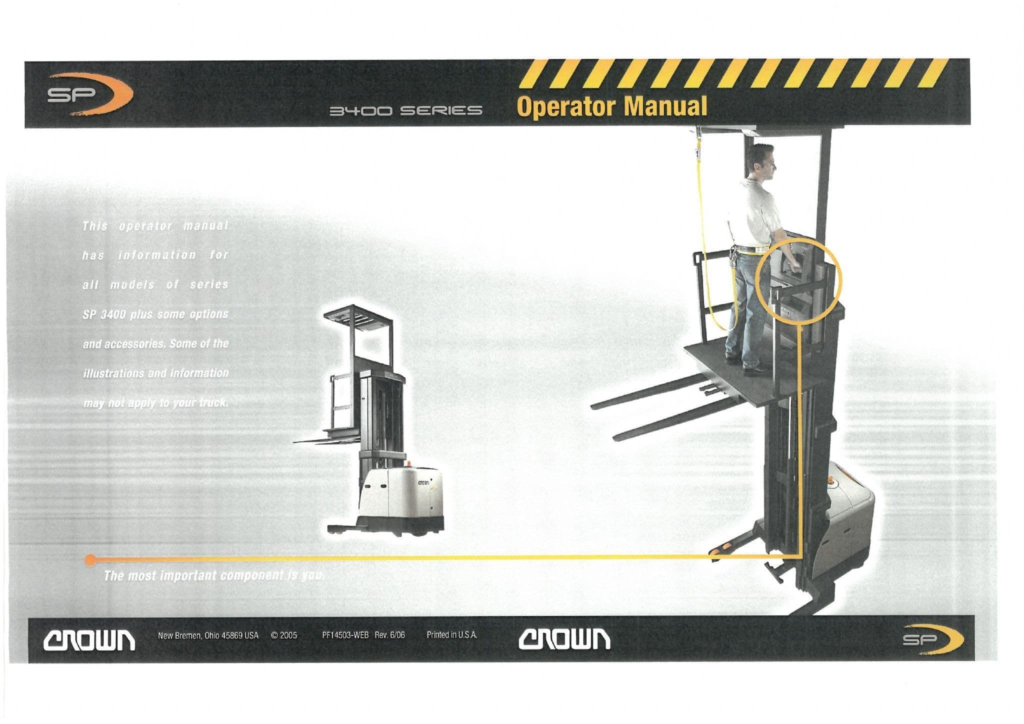 Crown Stock Picker Lift Truck Series SP 3400 Operators Manual