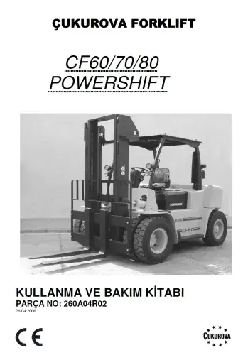 Cukurova Forklift Truck  CF60 CF70 CF80 Powershift  Operators Manual
