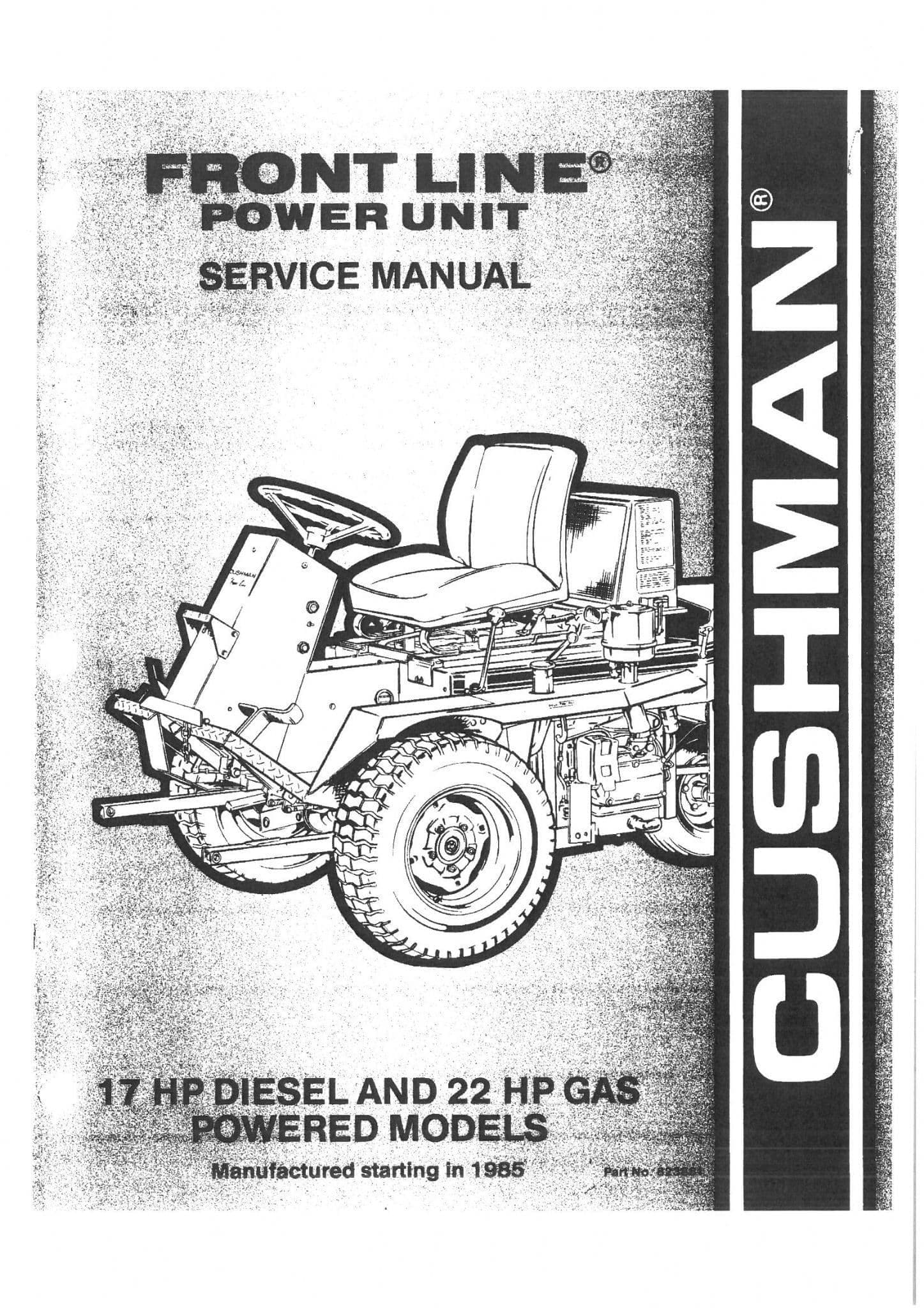 Cushman Front Line Power Unit 17HP Diesel & 22HP Gas Workshop Manual
