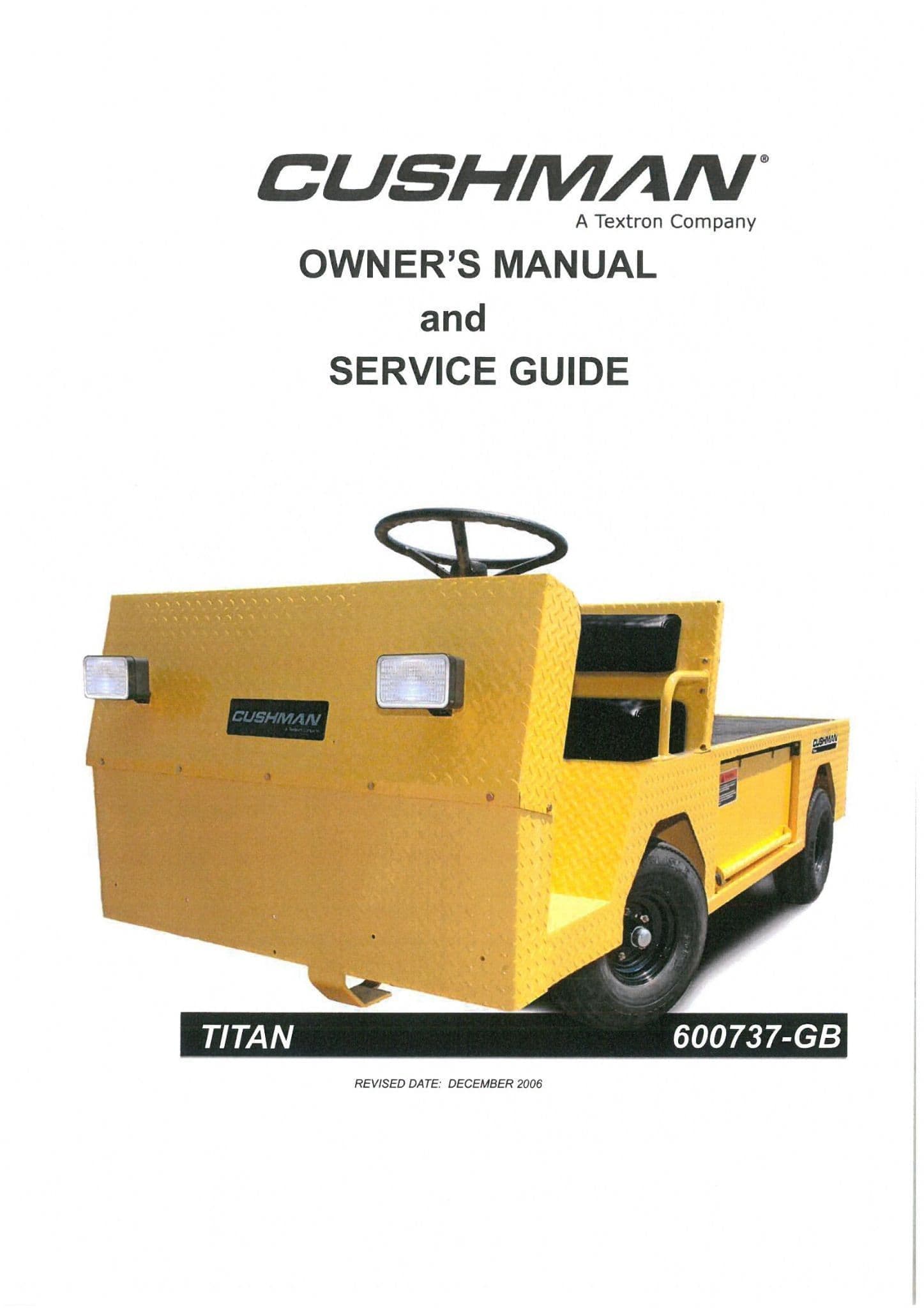 Cushman Truckster Titan 600737GB Operators Manual