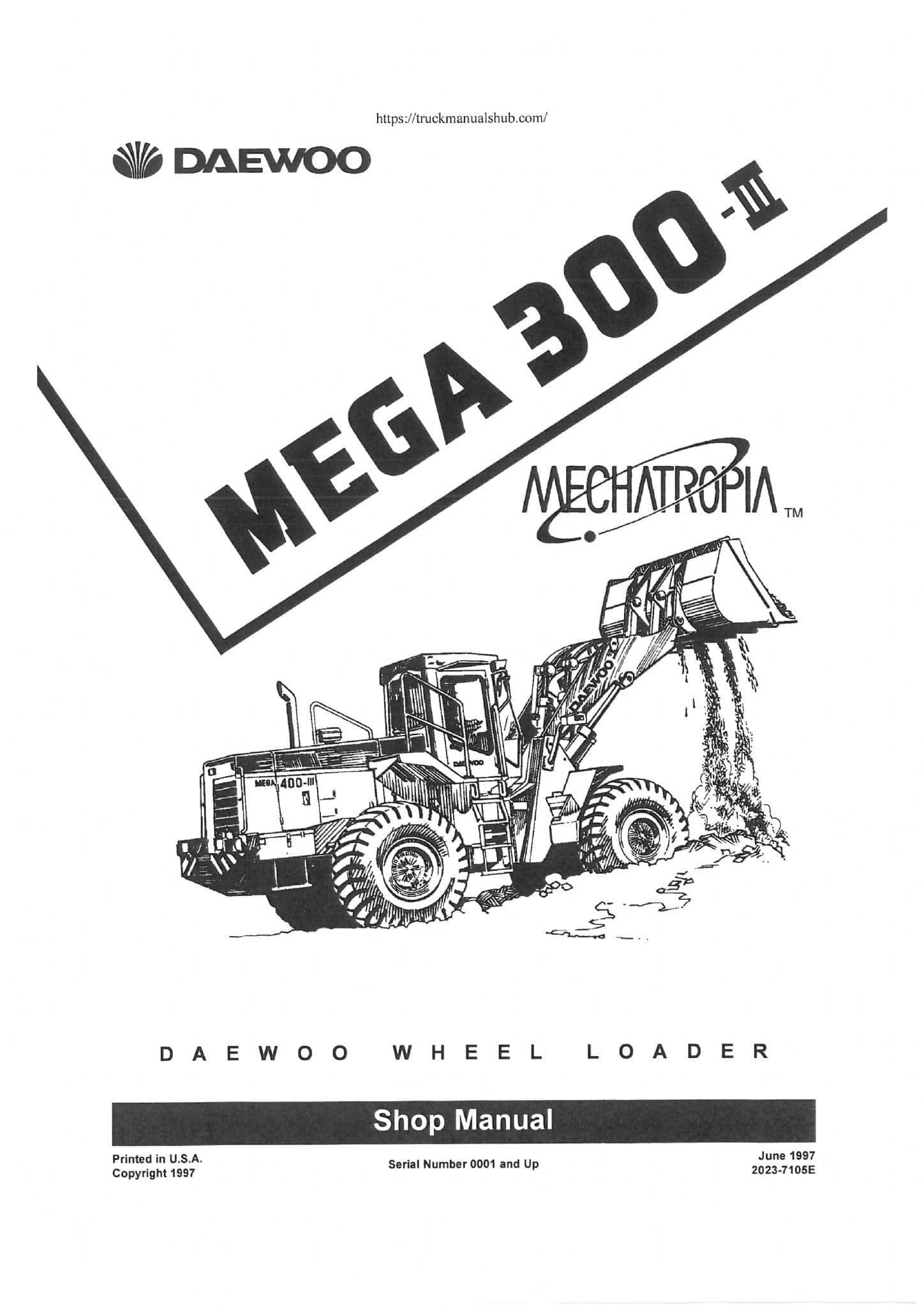 Mega Loader Daewoo Wheel Loader Mega 300-III Workshop Service Manual