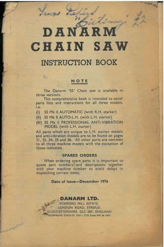 Danarm Chain Saw 55 Mk II Operators Manual