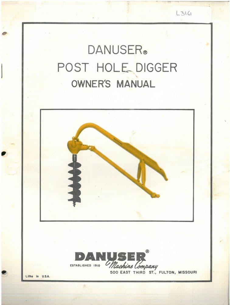 Danuser Post Hole Digger Operators Manual