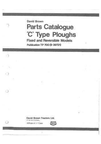 David Brown C Type Plough Parts