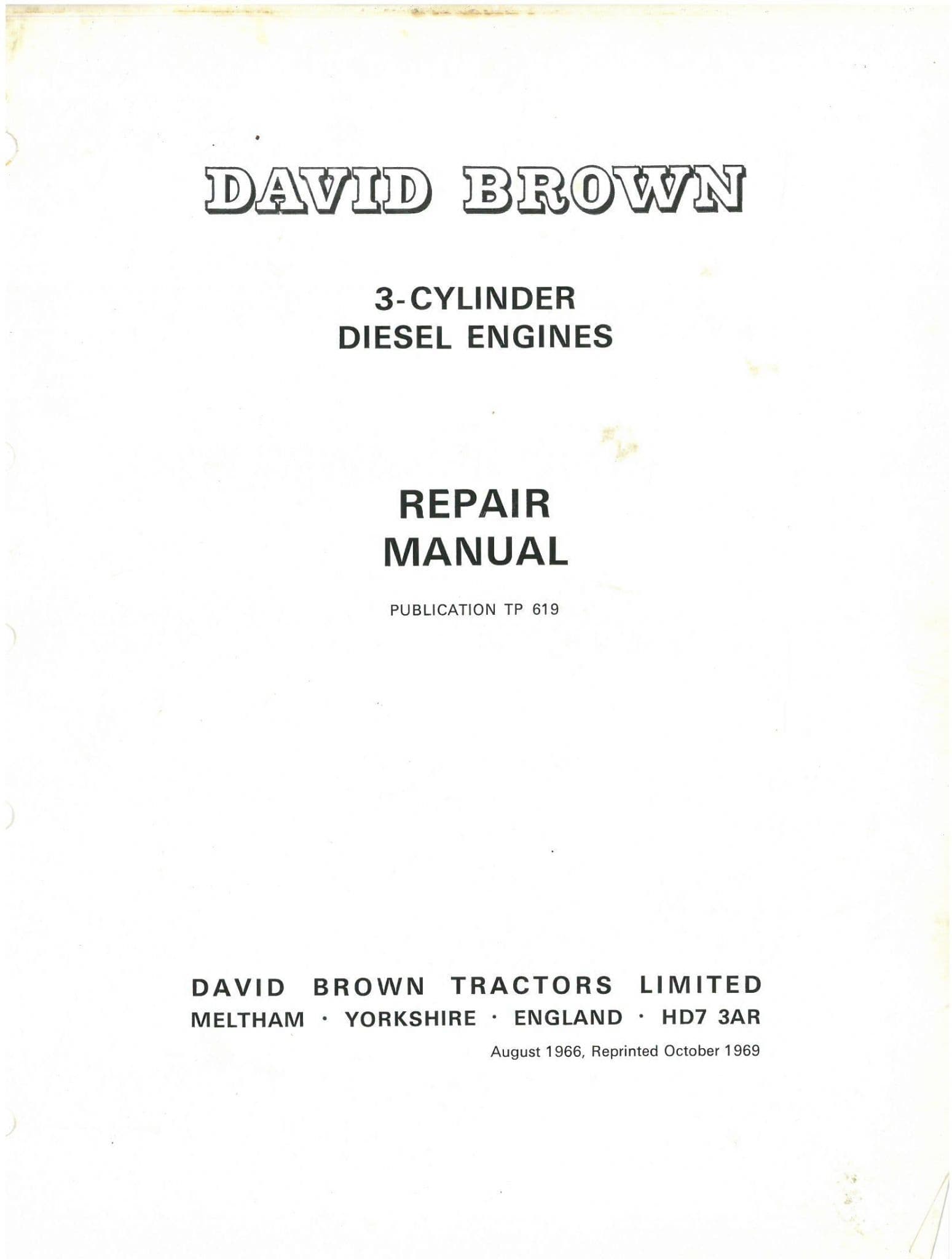 David Brown Tractor Engine AD3/30A AD3/30B AD3/49A AD3/49B Workshop Service Repair Manual