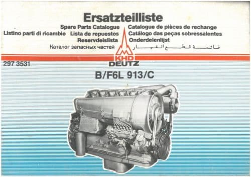 Deutz Engine B6L F6L 913C Owners Parts Manual