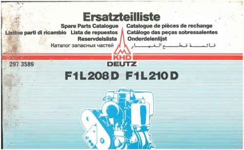 Deutz Engine F1L208D & F1L210D Parts  Manual