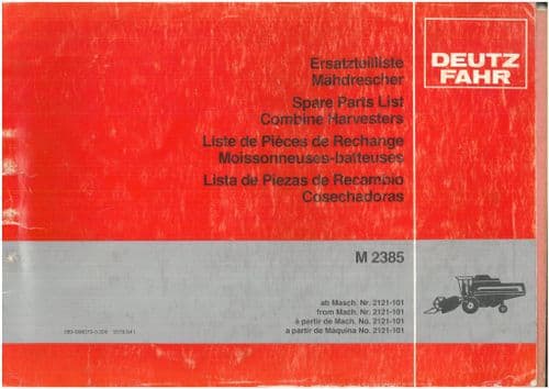 Deutz Fahr Combine  Harvester M2385 Parts Manual