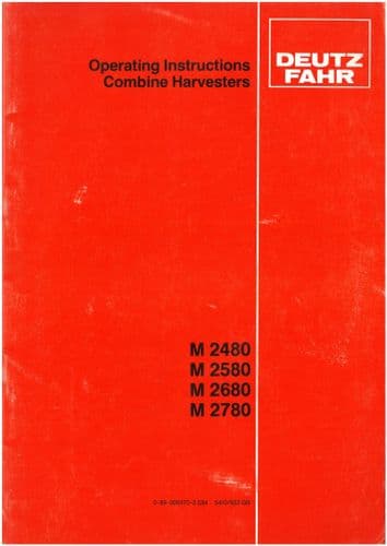 Deutz Fahr Combine M2480 M2580 M2680 M2780 Operators Manual