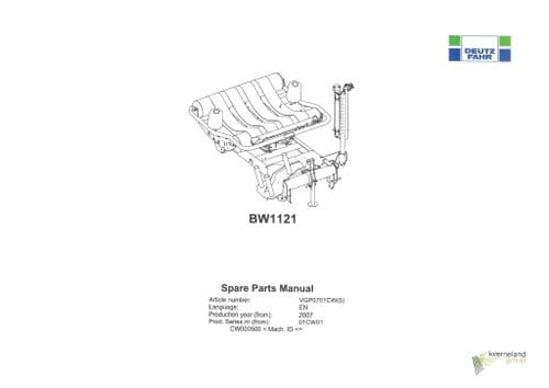 Deutz Fahr Kverneland Bale Wrapper  BW1121 Parts Manual