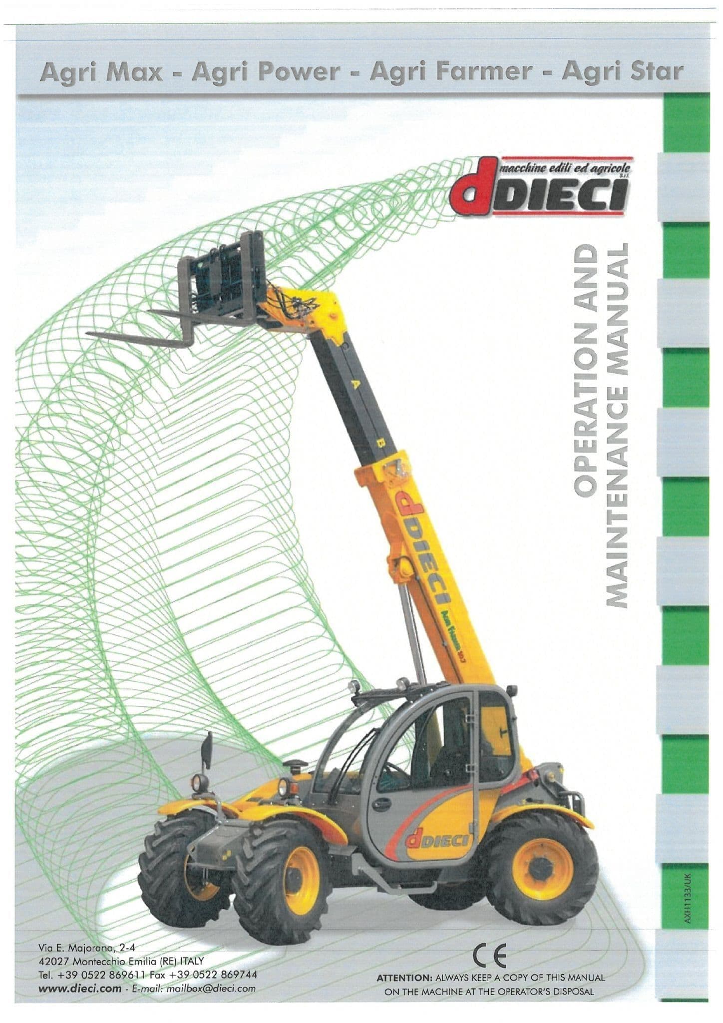 Dieci Telehandler AgriMax, AgriPower, AgriFarmer & AgriStar Operators Manual