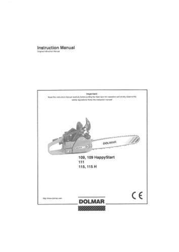 Dolmar Chainsaw 109, 109 HappyStart, 111, 115, 115 H Operators Manual