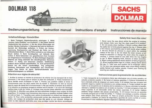 Dolmar Chainsaw 118 Operators Manual