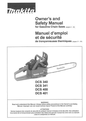 Dolmar Chainsaw DCS 340, DCS 341, DCS 400, DCS 401 Operators Manual