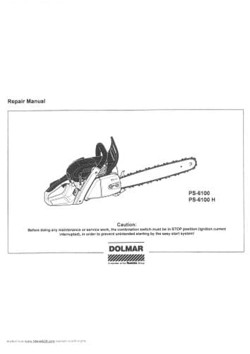 Dolmar Chainsaw PS-6100 PS-6100 H Workshop Service Manual